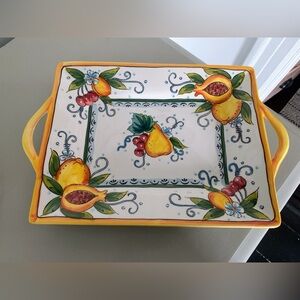 Fruteirra Hand Painted Yellow Fruit Platter by Maxcera Discontinued 2012